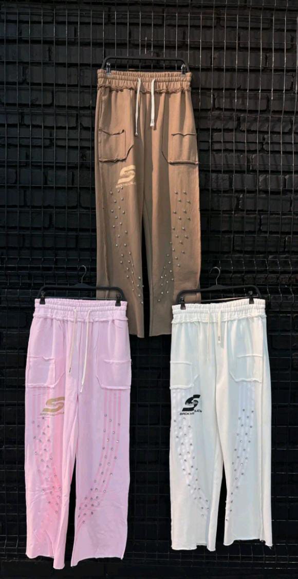 Crystal Stud Cargo Sweatpants — Luxury Street Edition